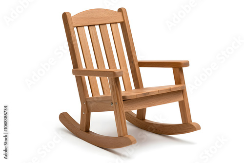 Vintage wooden rocking chair, isolated on white background