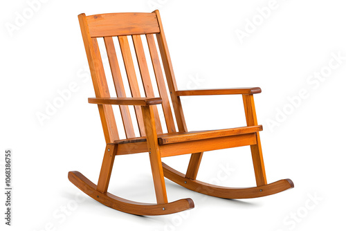 Vintage wooden rocking chair, isolated on white background