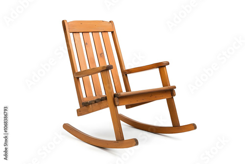 Vintage wooden rocking chair, isolated on white background