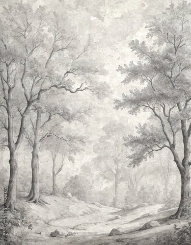 Wallpaper Mural A mural for the walls. Drawing of a forest in the French style. Vintage photo wallpapers. A mural for the walls. Torontodigital.ca