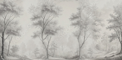Wallpaper Mural A mural for the walls. Drawing of a forest in the French style. Vintage photo wallpapers. A mural for the walls. Torontodigital.ca