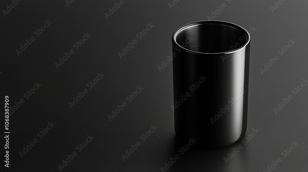 Sleek Black Metal Cup on Dark Surface Sleek Black Metal Cup on Dark Surface