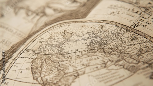 Wallpaper Mural Explore the joyful monkey on a vintage world map print featuring sepia tones and gigapixel text shapes Torontodigital.ca