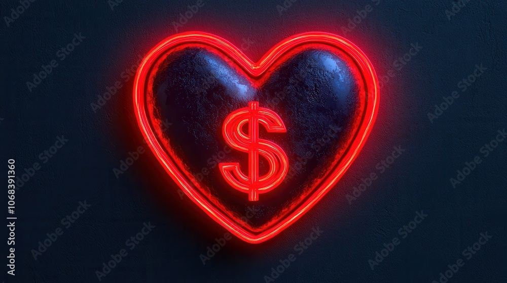 Heart icon with dollar sign inside symbolizing financial passion and innovation Heart icon with dollar sign inside symbolizing financial passion and innovation