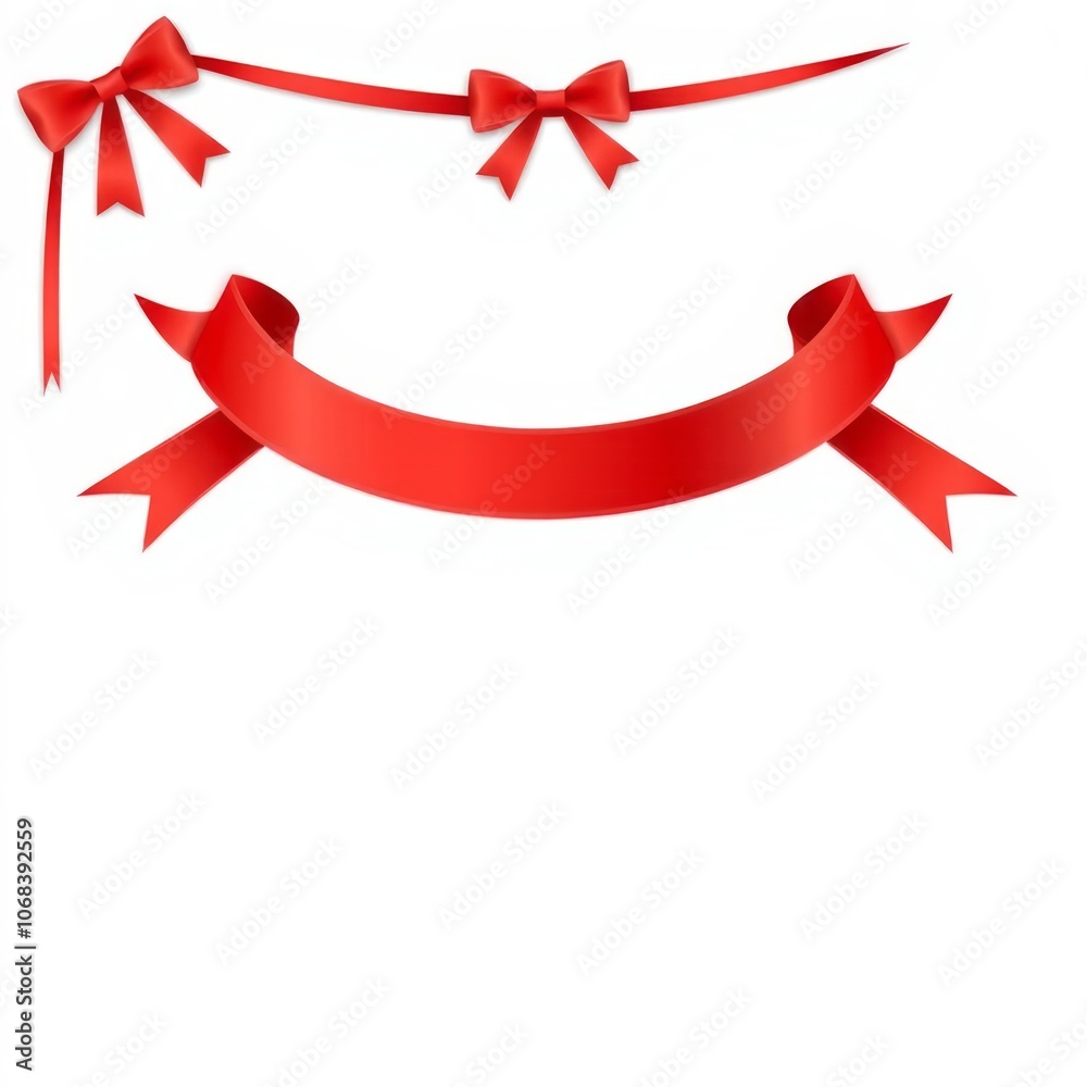 Set of red ribbons with red bow on top left corner transparent and white background png image decoration png Illustration Set of red ribbons with red bow on top left corner transparent and white background png image decoration png Illustration