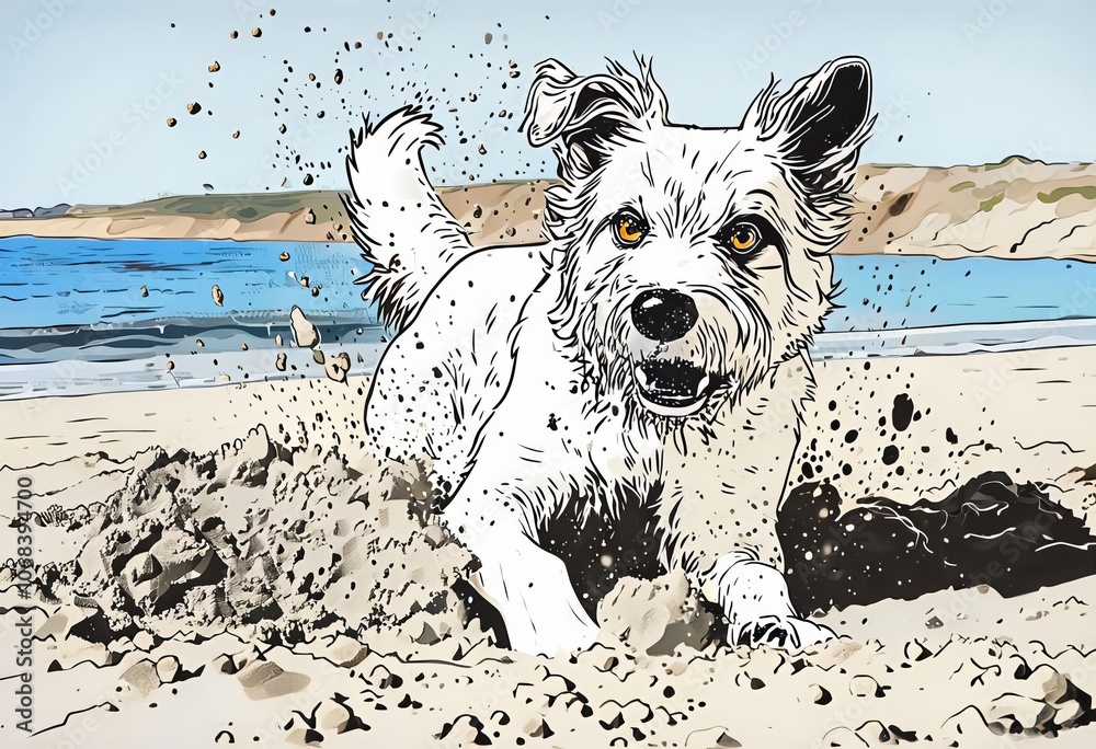 dog-digging-at-the-beach-a-dog-digging-furiously-in-the-sand-cre-stock