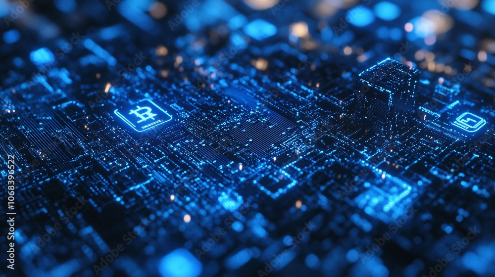 Bitcoin Cryptocurrency Circuit Board Abstract
