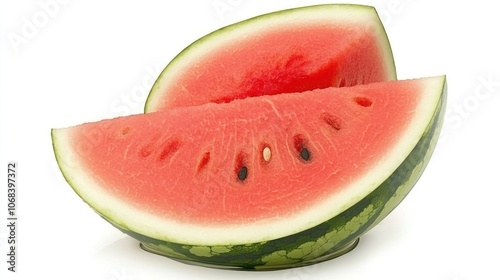 A fresh watermelon cut in half, showcasing its juicy red interior and seeds.