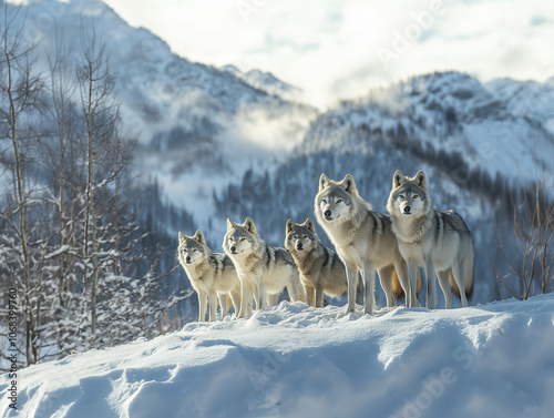 wolf in snow photo