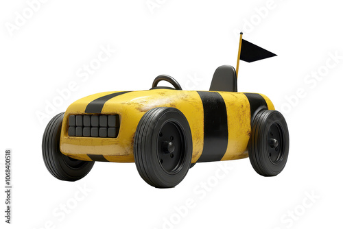 Exciting soap box derby racer at a local competition in the summer sun