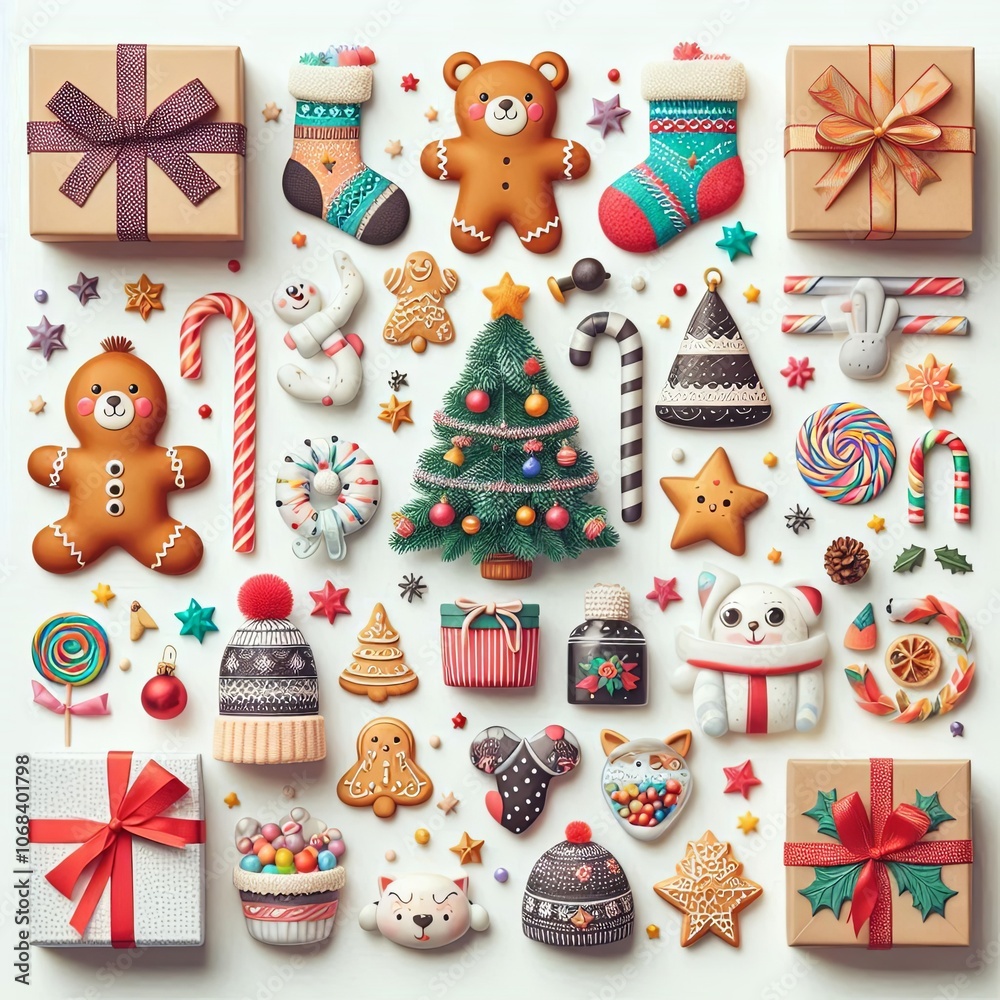 Festive Background with Bright Christmas Elements Festive Background with Bright Christmas Elements