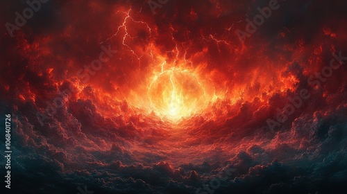 Lightning thunderstorm flash over the night sky. Concept on topic weather, cataclysms ,hurricane, Typhoon, tornado, storm