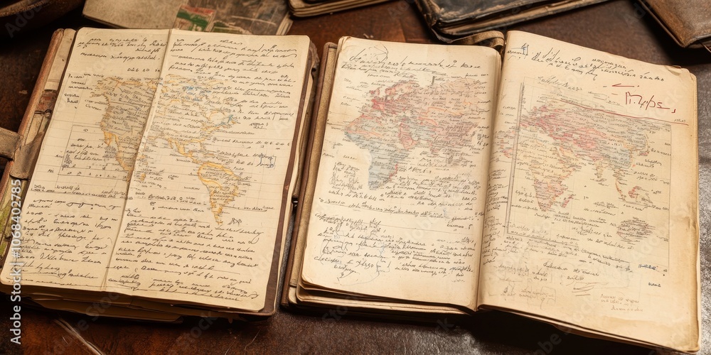 Obraz premium Vintage World Map Notebook.
