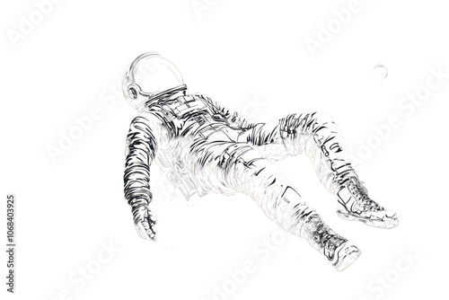 Astronaut drifting through space in a futuristic science fiction setting