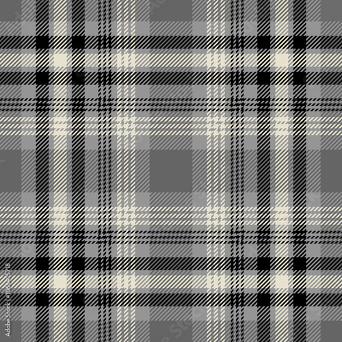 plaid tartan seamless repeat pattern. This is a black gray off white checkered plaid vector illustration. Design for decorative,wallpaper,shirts,clothing,tablecloths,wrapping,textile,fabric,texture