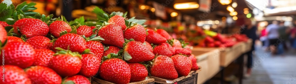 Fresh strawberries displayed at a market, inviting shoppers to enjoy seasonal fruits. Fresh strawberries displayed at a market, inviting shoppers to enjoy seasonal fruits.