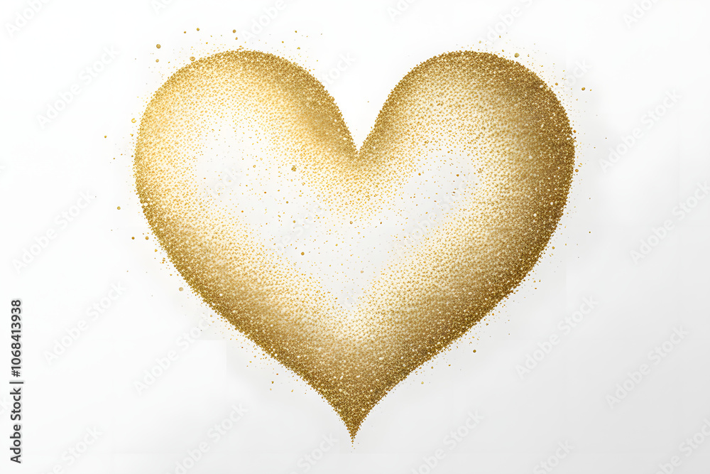 Gold glitter heart on a white background simple and elegant, Ai Generated Gold glitter heart on a white background simple and elegant, Ai Generated