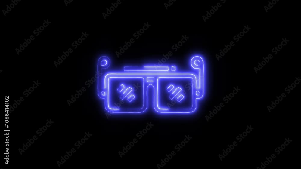 Glowing Sunglasses Icon and Symbol in HD Video Neon Animation on Black Background Glowing Sunglasses Icon and Symbol in HD Video Neon Animation on Black Background