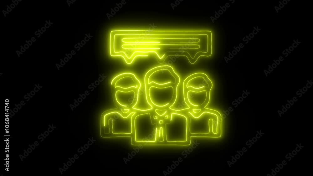 Glowing Team Icon and Symbol in HD Video Neon Animation on Black Background Glowing Team Icon and Symbol in HD Video Neon Animation on Black Background