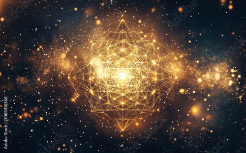 Sacred geometry cosmic background ethereal glow. photo