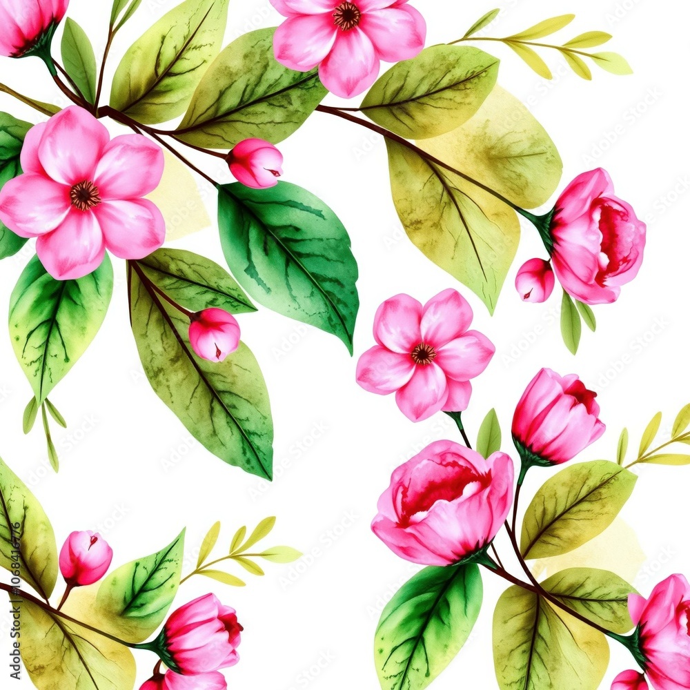 Fototapeta premium Vibrant Pink Floral Pattern Perfect for Home Decor, Wallpaper, or Fabric Design