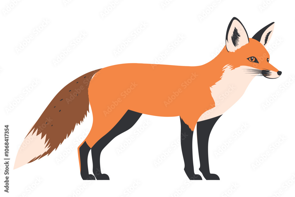Stylized Flat Fox Illustration with Bold Colors and Minimalist Design Elements Stylized Flat Fox Illustration with Bold Colors and Minimalist Design Elements