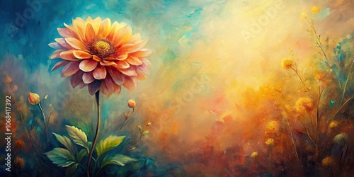 Abstract oil painting of vintage flower in beautiful colors, vintage, abstract, oil painting, flower,beautiful, colors, retro