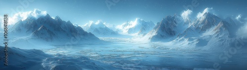 Wallpaper Mural Breathtaking aerial view of an icy fjord surrounded by majestic mountains and deep blue waters Torontodigital.ca