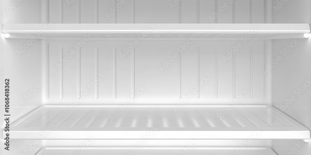 Fototapeta premium Empty White Refrigerator Shelves