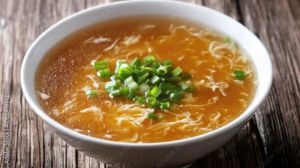 Traditional Chinese Egg Drop Soup in a Bowl Traditional Chinese Egg Drop Soup in a Bowl