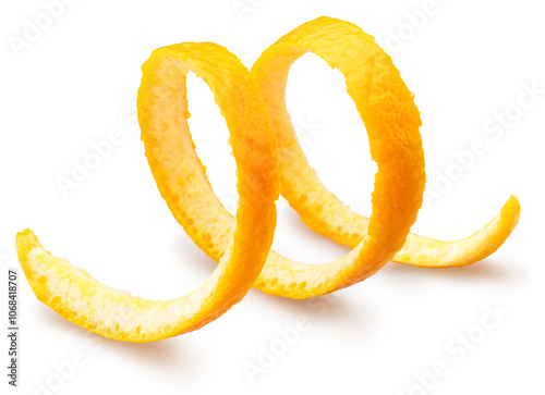 Sweet and aroma orange zest on white background. File contains clipping path. photo