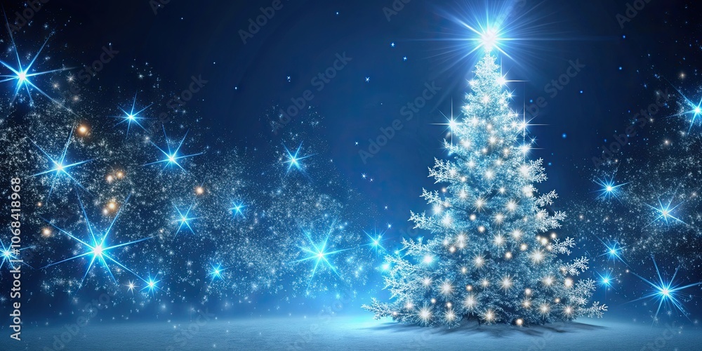 Sparkling Christmas tree decorated with snowflakes and stardust, Christmas, tree, holiday, decoration, sparkles, glitter