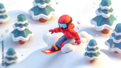 Snowboarding winter isometric Cartoon 3D photo