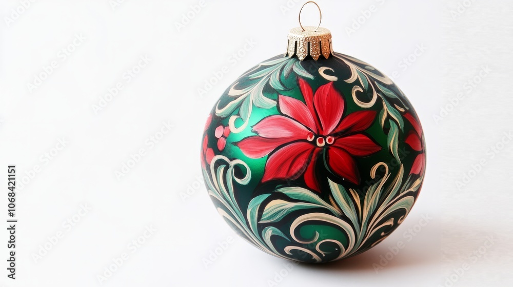 christmas tree ball with flower pattern isolated on white christmas tree ball with flower pattern isolated on white