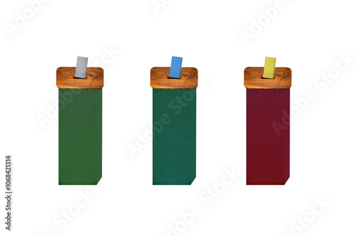 Voting boxes. Voting in elections or completing surveys. On isolated transparent background. photo