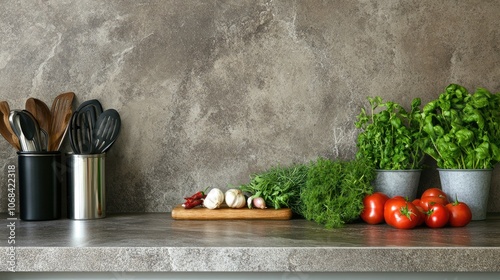 Modern Kitchen Countertop with Fresh Ingredients