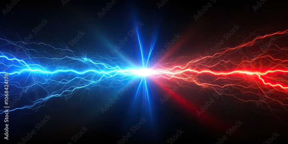 Electric arc pulses shimmer in bold blue and red bands, creating dynamic visuals that captivate the eye and energize the atmosphere with electrifying movement.
