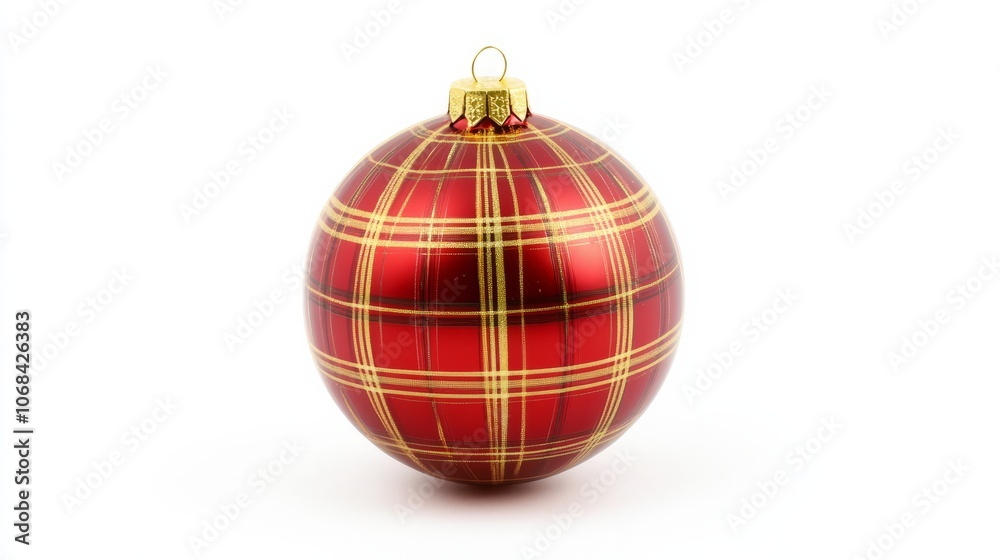 red christmas tree ball with pattern isolated on white red christmas tree ball with pattern isolated on white