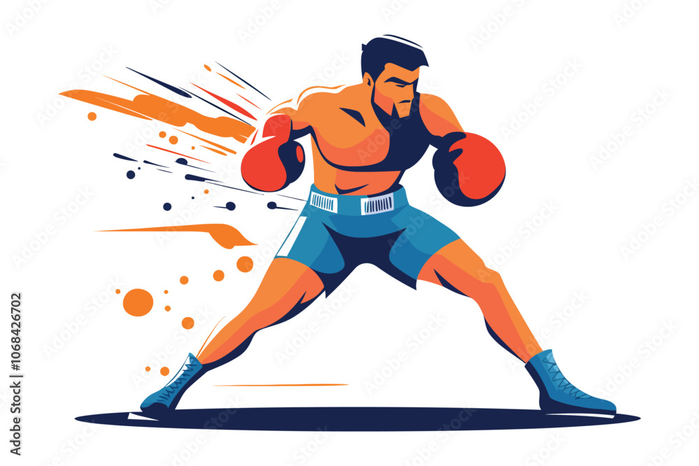 Obraz premium Flat Vector Boxer Illustration with Energetic Power and Dynamic Athletic Movement