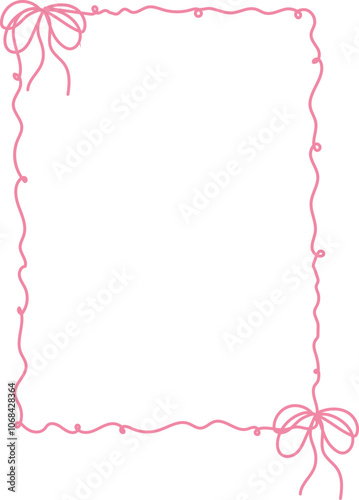 Wallpaper Mural Coquette pink frame ribbon lace bow, pink wavy border y2k retro Aesthetic feminine decor. Ruffled ribbon. Doodle hand drawn Torontodigital.ca