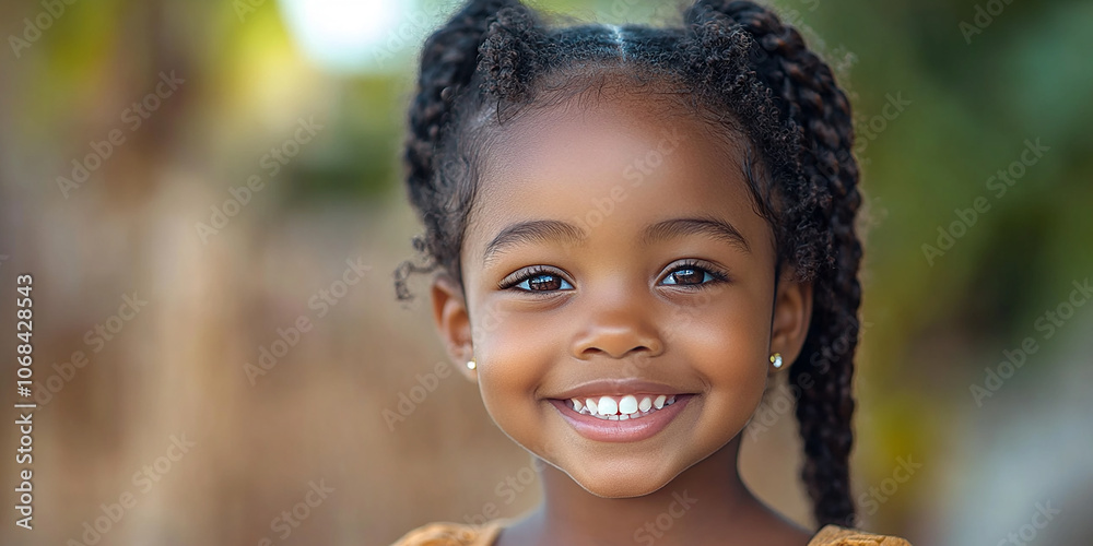 portrait of an black little girl with a smile portrait of an black little girl with a smile