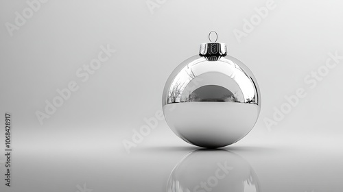 silver christmas tree ball isolated on white