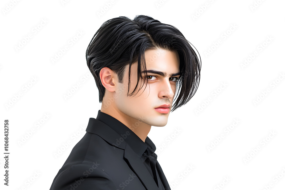 Stylish young man showcases modern confidence Stylish young man showcases modern confidence