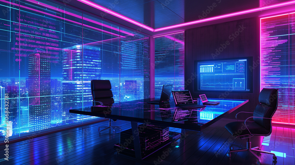 software codes augmented reality display in futuristic modern office tech environment, cyber tech background software codes augmented reality display in futuristic modern office tech environment, cyber tech background