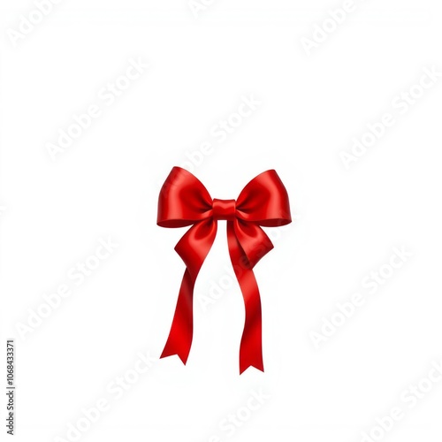 Red ribbon bow transparent white background png format high resolution high details vibrant decoration png Illustration 