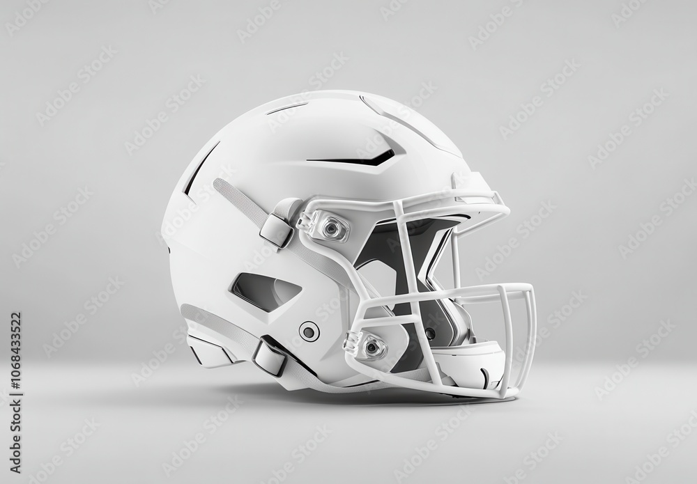 Fototapeta premium A white football helmet with a black stripe. Blank space for logo or text