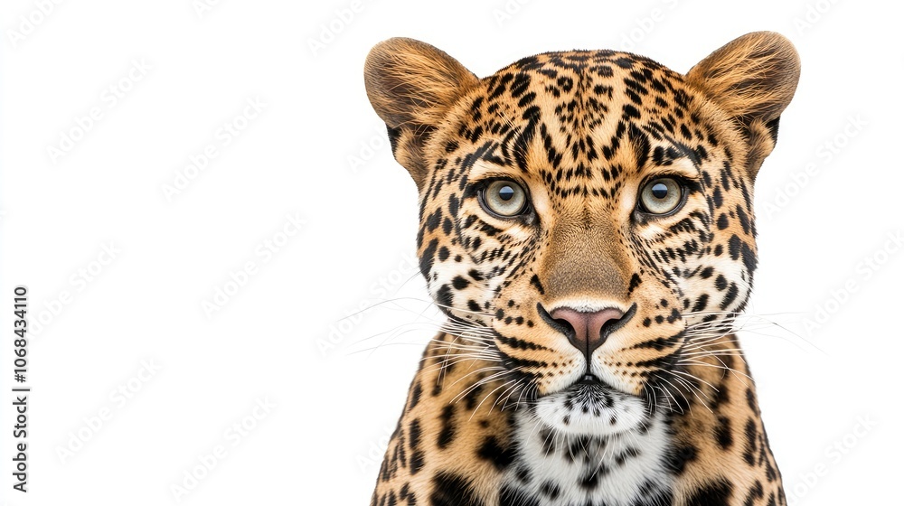 A captivating leopard gazes intently at the camera, creating a powerful presence with its fierce expression. This leopard image offers captivating details and ample copy space. A captivating leopard gazes intently at the camera, creating a powerful presence with its fierce expression. This leopard image offers captivating details and ample copy space.