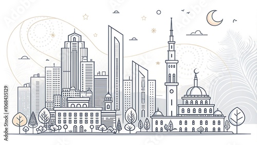 Abstract background and wallpaper Minimalist line drawing city