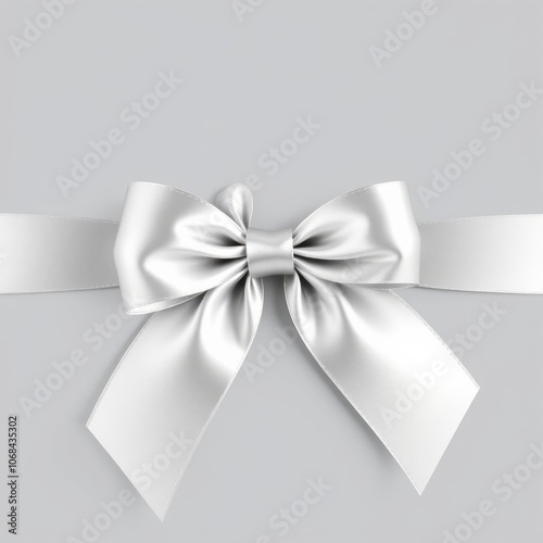 A beautiful silver ribbon and bow from a christmas or other wrapping gift decoration png Illustration 