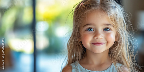 portrait of an white little girl with a smile